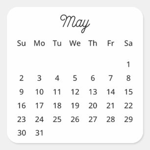 May 2027 Flex Start Calendar Square Sticker