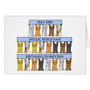 May 26th Birthday Cute Cartoon Cats