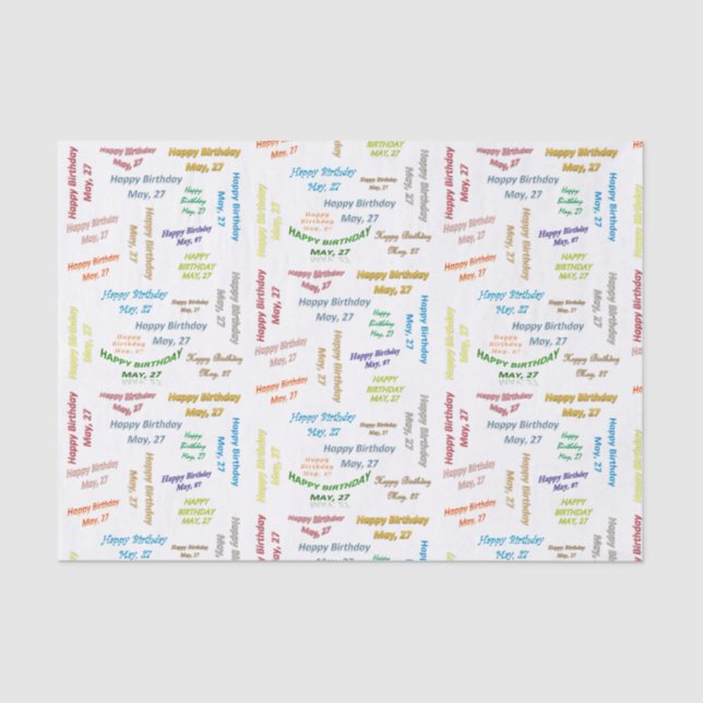 May, 27 Birthday Tissue Paper (Front)