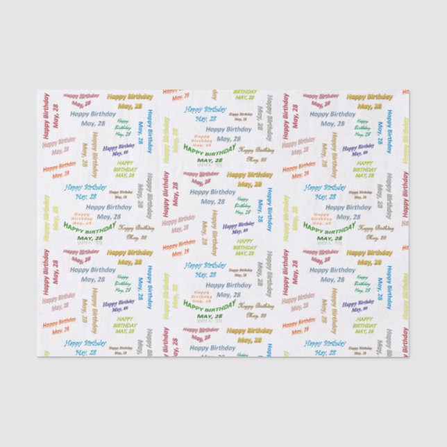 May, 28 Birthday Tissue Paper (Front)