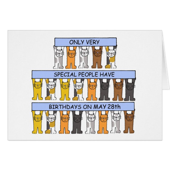 May 28th Birthday Cute Cartoon Cats (Front Horizontal)
