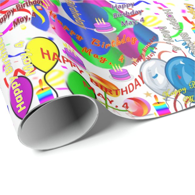 May, 4 Birthday Gift Wrapping Paper (Roll Corner)