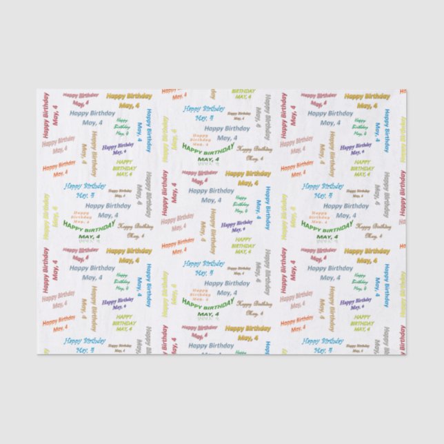 May, 4 Birthday Tissue Paper (Front)