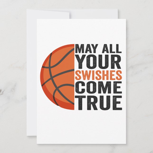 May All You Swishes Come True Funny Basketball   Invitation (Front)