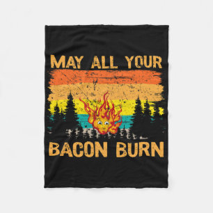 May All Your Bacon Burn Grilling Steak Cooking Bee Fleece Blanket