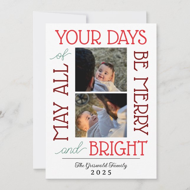 May All Your Days Be Merry & Bright Card (Front)