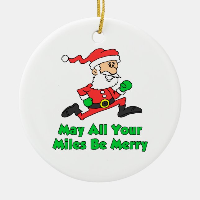 May All Your Miles Be Merry Santa Ceramic Tree Decoration (Front)