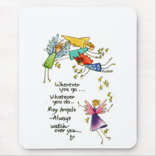 "May Angels Always Watch Over You" drawing phrase2 Mouse Mat
