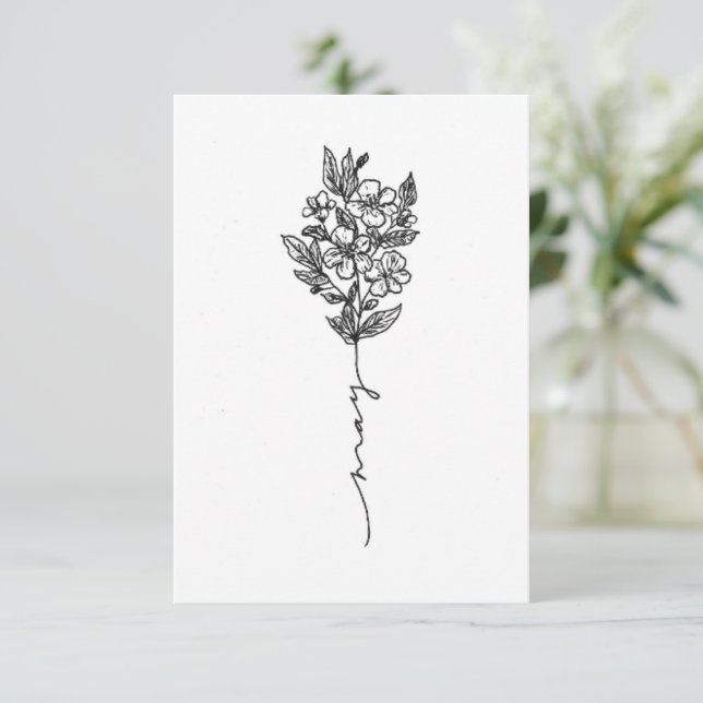 May birth flower birthday card, Hawthorne flower Card (Standing Front)