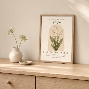 May Birth Flower Lily of the Valley Botanical Post Poster