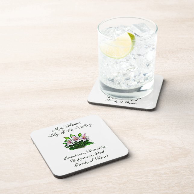 May Birth Month Flower Lily of the Valley Floral Coaster (Right Side)