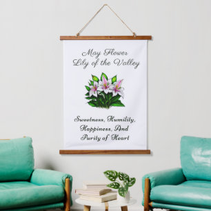 May Birth Month Flower Lily of the Valley Floral Hanging Tapestry