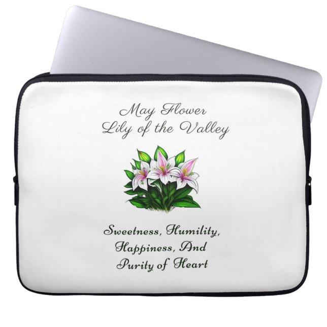 May Birth Month Flower Lily of the Valley Floral Laptop Sleeve (Front)