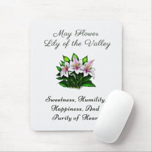 May Birth Month Flower Lily of the Valley Floral Mouse Mat
