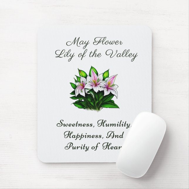 May Birth Month Flower Lily of the Valley Floral Mouse Mat (With Mouse)