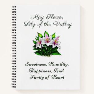 May Birth Month Flower Lily of the Valley Floral Notebook