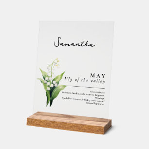 May Birth Month Flower Lily Personalised Acrylic Sign