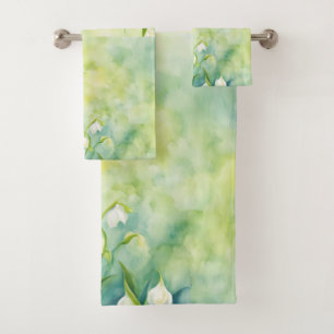May Birth Month Flowers Lily of The Valley, Bath Towel Set