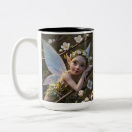 May Birth Month - Hawthorn Flower Fairy -  Two-Tone Coffee Mug