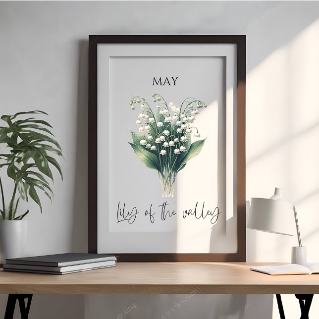 May Birth Month Lily of the Valley Floral Poster (Creator Uploaded)
