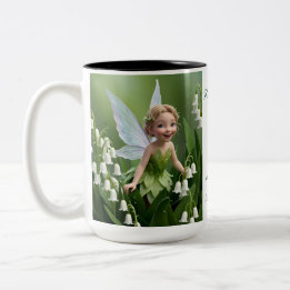 May Birth Month - Lily of the Valley Flower Fairy  Two-Tone Coffee Mug