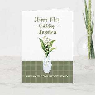 May Birthday Birth Month Flower Lily of the Valley Card