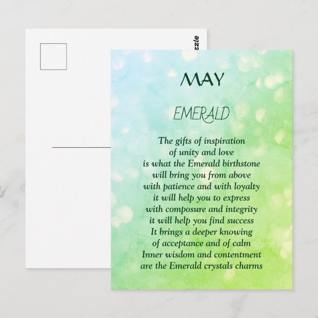 May birthday birthstone Emerald  Postcard (Front/Back)
