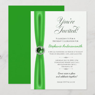 May Birthday Celebration - Green Emerald Invitation
