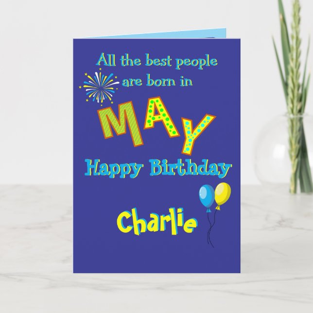 May Birthday Folded Greeting Card (Front)