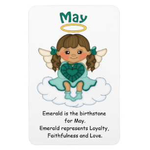 May Birthstone Angel Brunette Premium Magnet