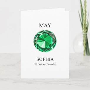May Birthstone Birthday Name Emerald Card