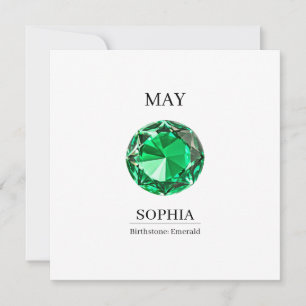 May Birthstone Birthday Name Emerald Card