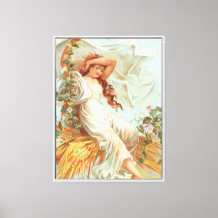 May Christmas be Bright and Happy, Antique Card Canvas Print
