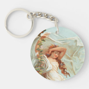 May Christmas be Bright and Happy, Antique Card Key Ring