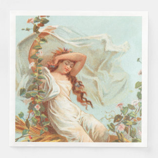 May Christmas be Bright and Happy, Antique Card Napkin