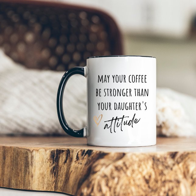 May Coffee Be Stronger Funny Parent Photo Gift Two-Tone Coffee Mug (Creator Uploaded)