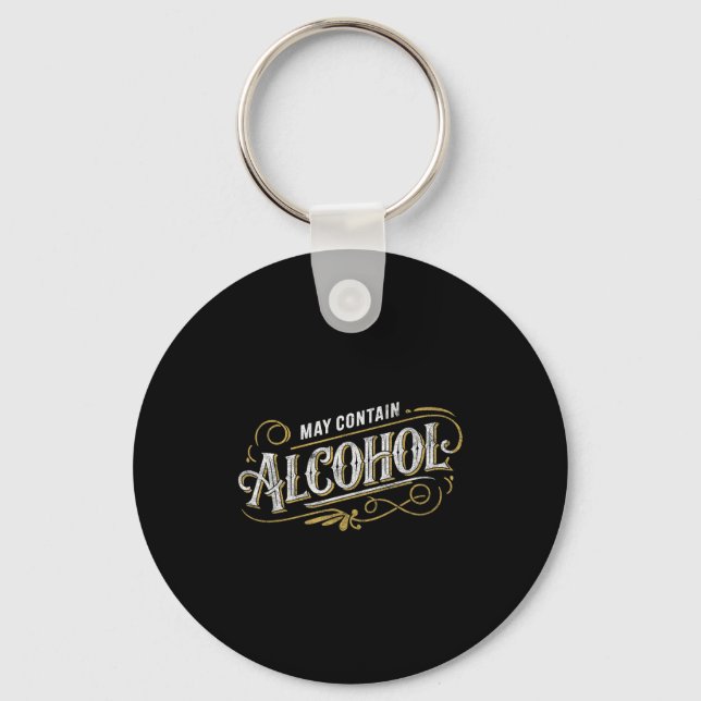 May Contain Alcohol Clic Party Humor  Key Ring (Front)