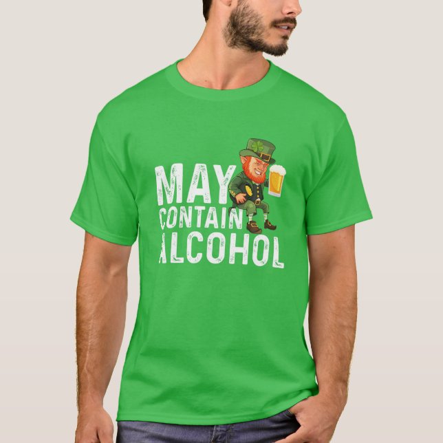 May Contain Alcohol Leprechaun T-Shirt (Front)