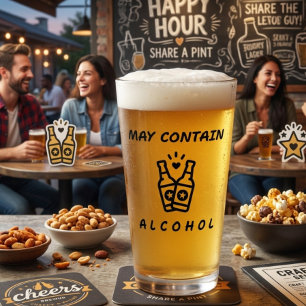 May Contain Alcohol Pint Glass – Funny Drinking