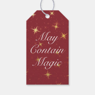 May Contain Magic Red & Faux Gold Foil Stars Gift Tags