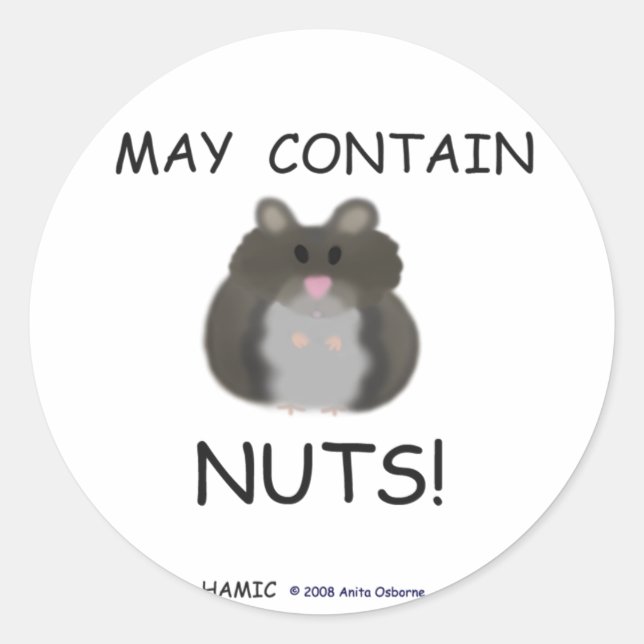 May Contain Nuts Winter White Hamster Classic Round Sticker (Front)