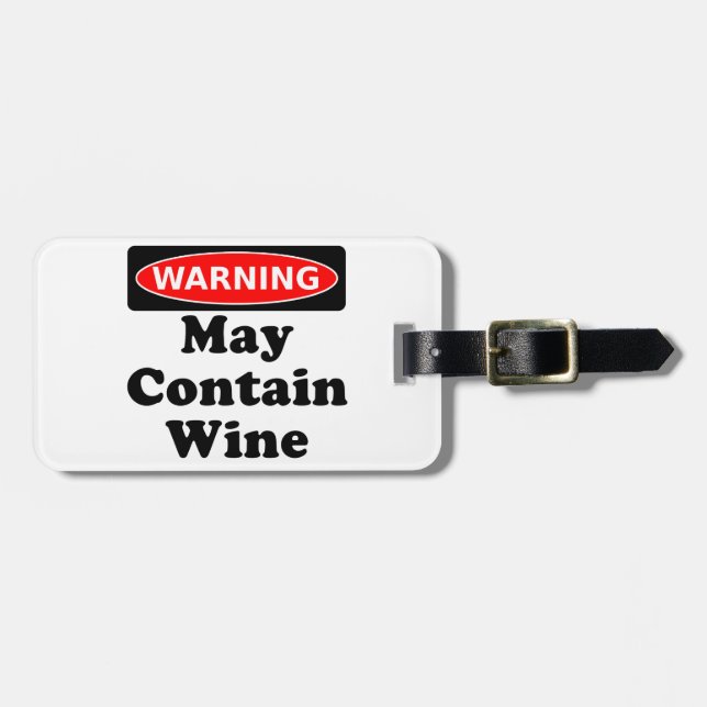 May Contain Wine Luggage Tag (Front Horizontal)
