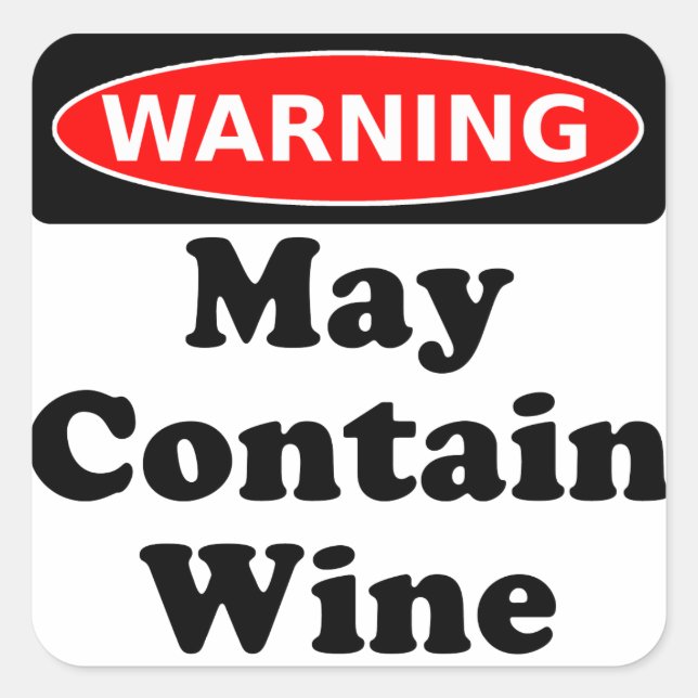May Contain Wine Square Sticker (Front)