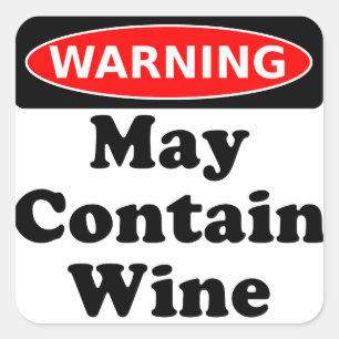 May Contain Wine Square Sticker