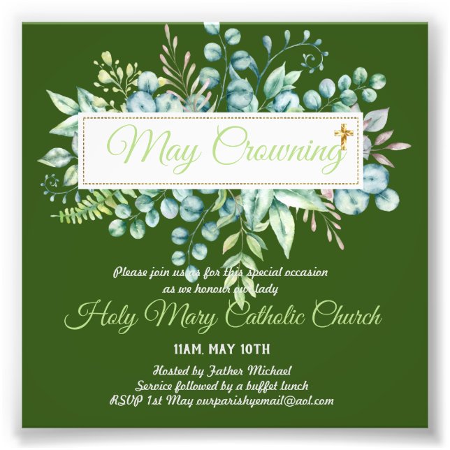 May Crowning Invites Virgin Mary Catholic Invites Photo Print (Front)