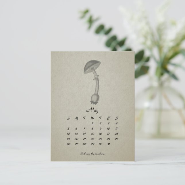 May Customisable Mushroom Vintage 2024 Card (Standing Front)