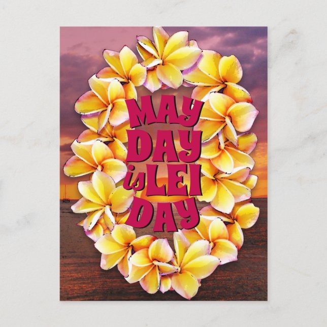 May Day is Lei Day Postcard (Front)