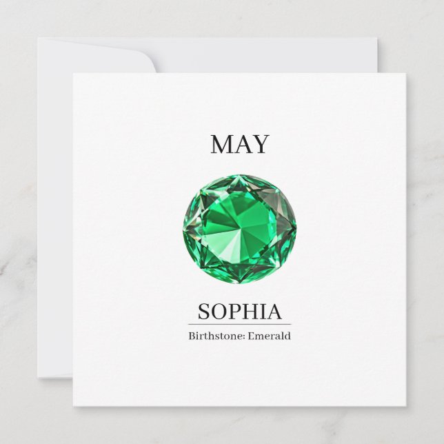 May Emerald  Personalized Birthday Card (Front)