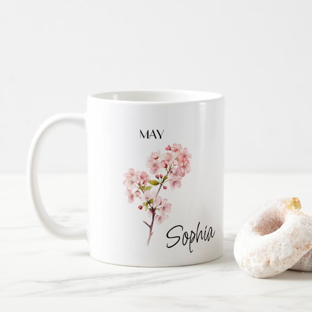 May Flower Personalised Coffee Mug (With Donut)