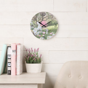 May Flowers Pink Large Clock